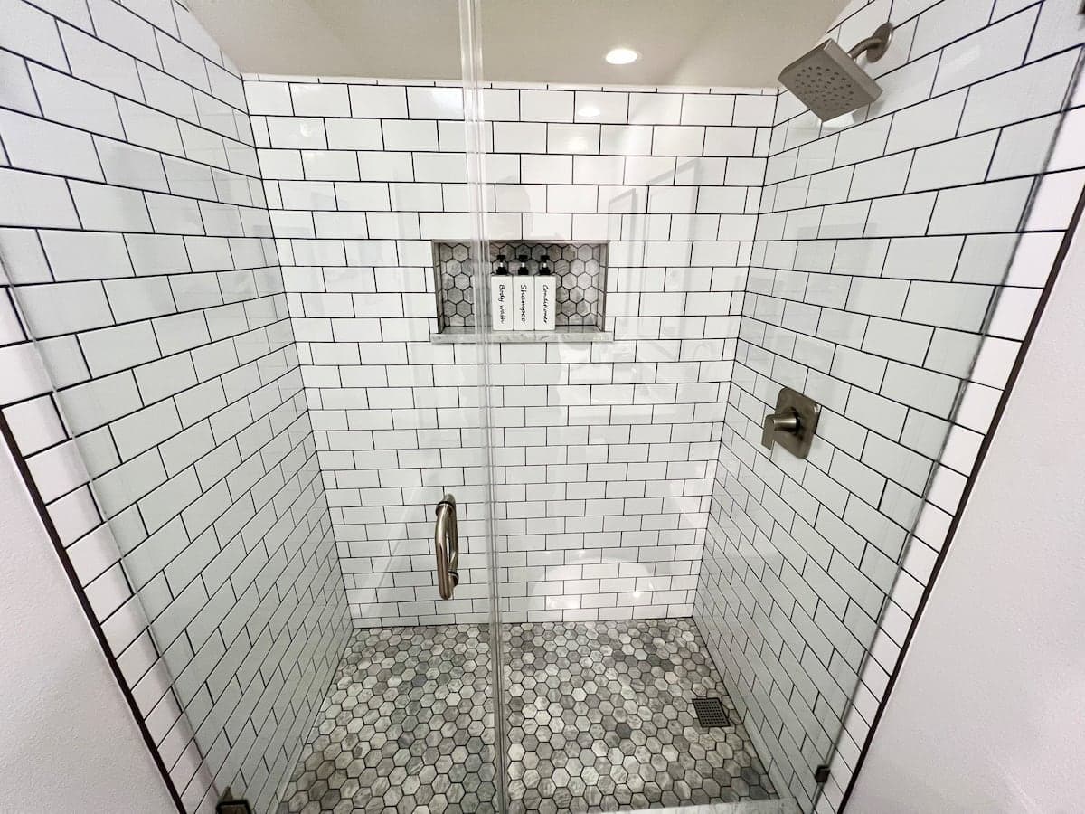 Upstairs bathroom with a double vanity