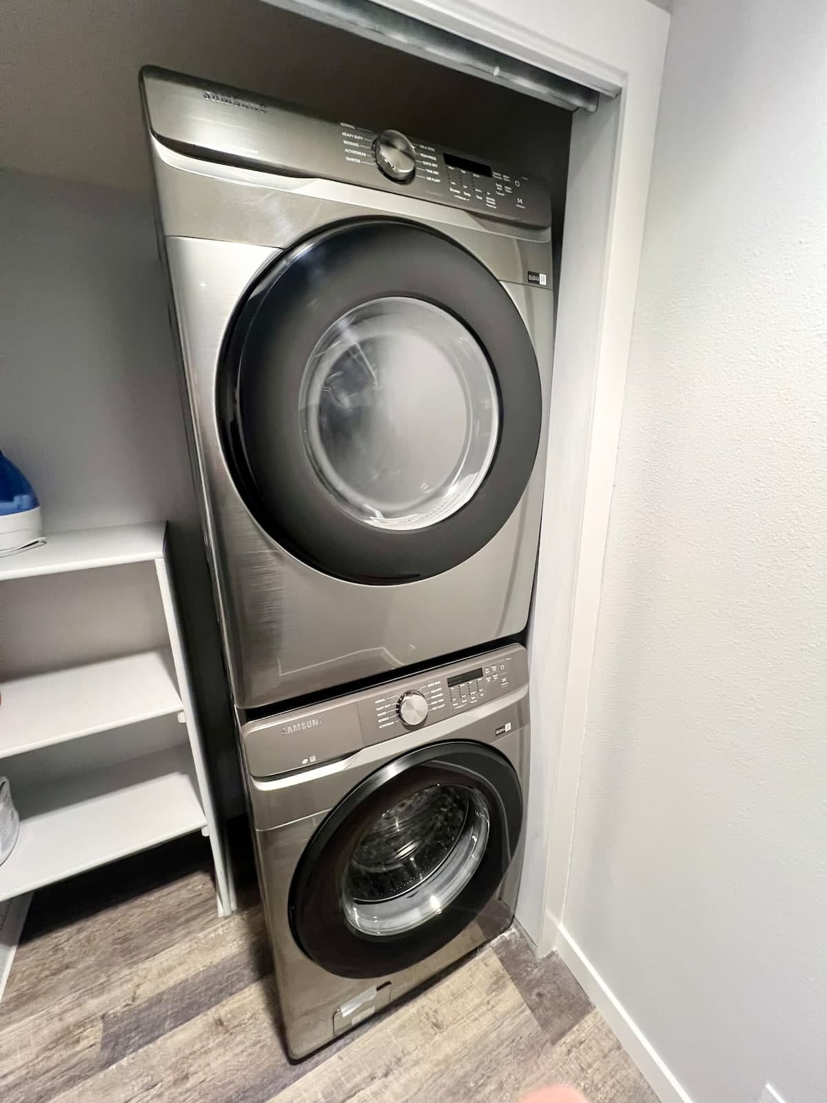 In-unit washer and dryer on the second-floor hallway