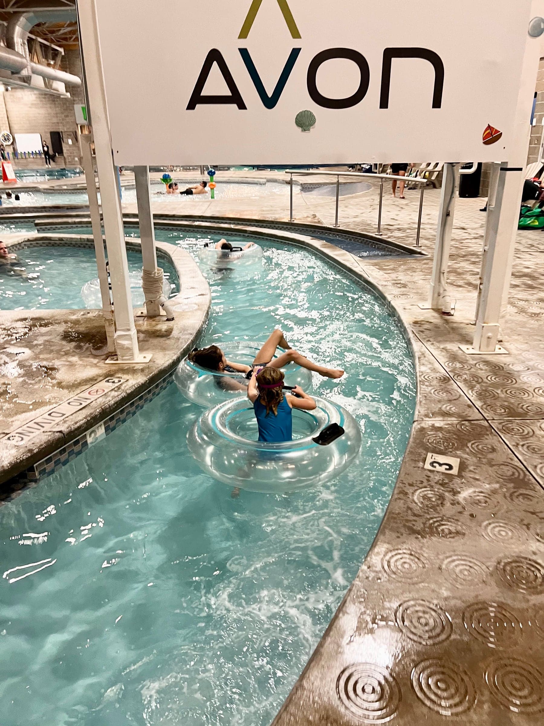 Guests floating through the indoor lazy river