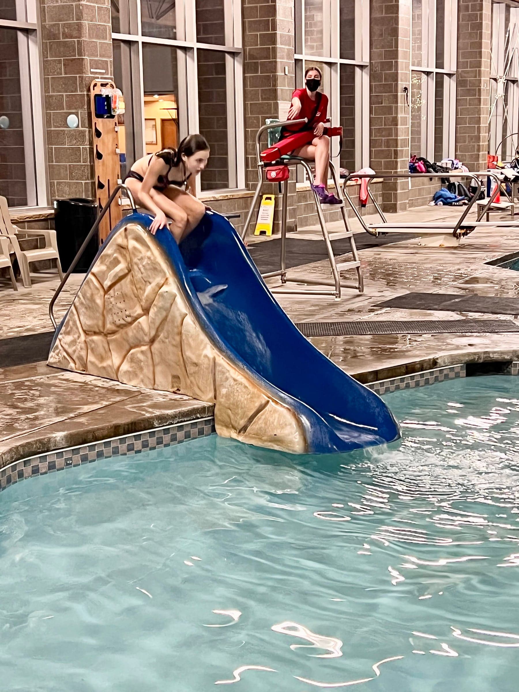Children's slide in the shallow indoor pool