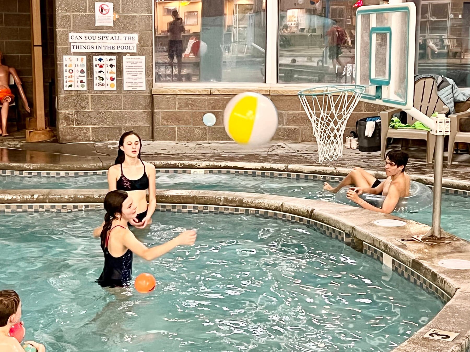 Pool basketball in the family recreation area